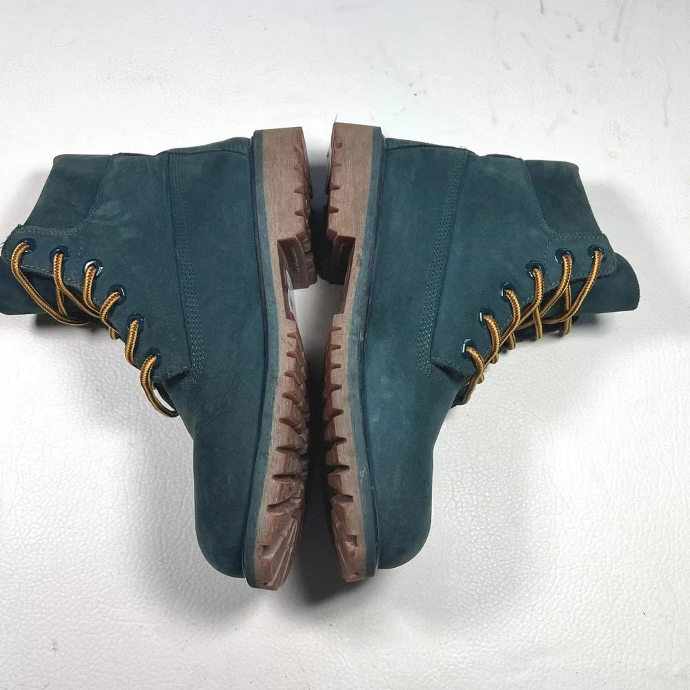 Timberland 6 Inch Premium Boys Size 7 Teal Nubuck Waterproof Boots A1P6A Hiking